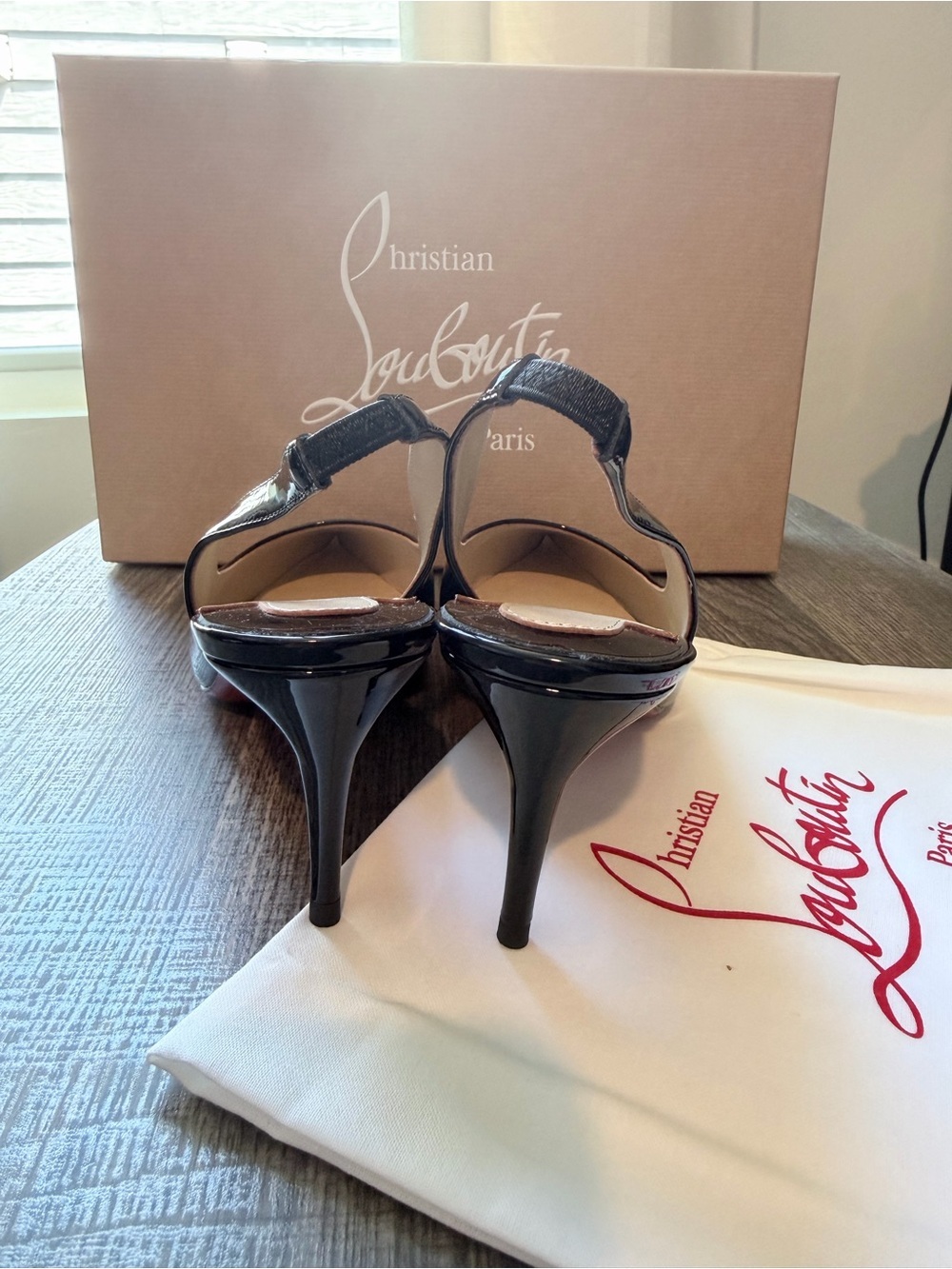 Christian Louboutin Black Patent Leather Pointed Slingback Red bottoms Pumps - Picture 5 of 15